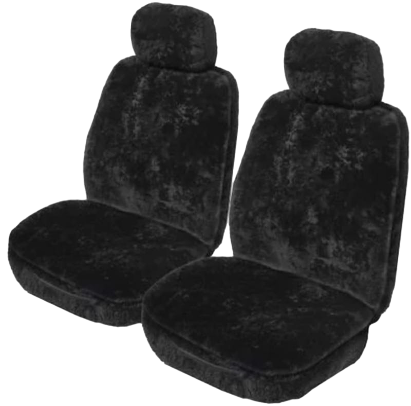 Yukon Sheepskin Car Seat Covers – Universal Front – Black
