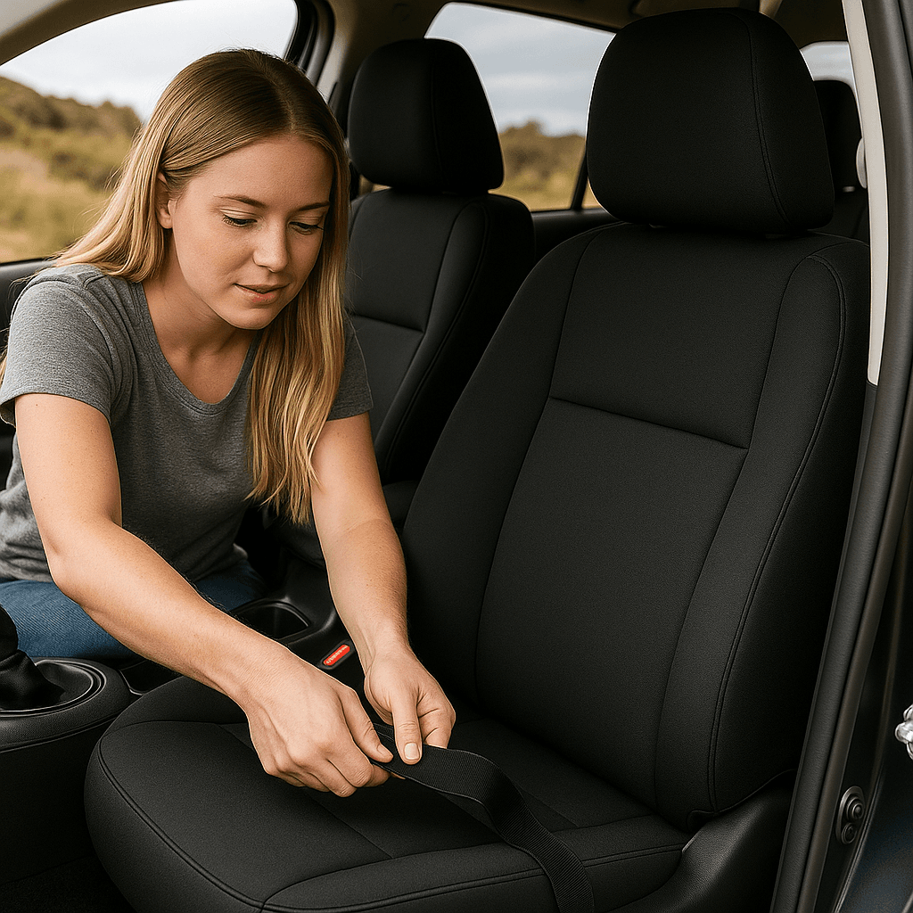 Ford Ranger PXII–PXIII (06/2015 – 04/2022) – Front & Rear Car Seat Covers – Neoprene – Black