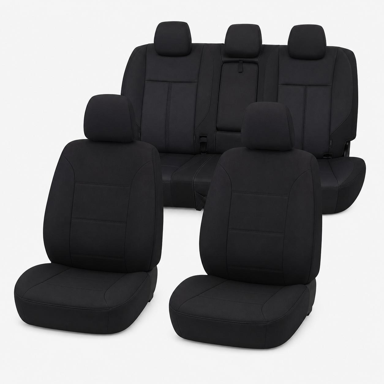 Ford Ranger PXII–PXIII (06/2015 – 04/2022) – Front & Rear Car Seat Covers – Neoprene – Black