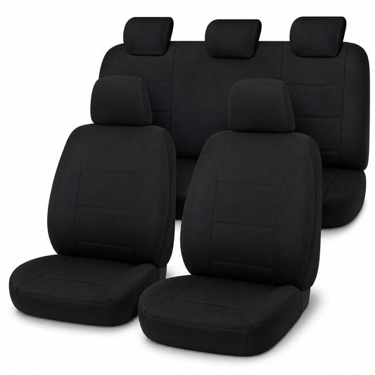 Nissan Navara Dual Cab (12/2020 – On) Front and Rear Car Seat Covers - Neoprene Black