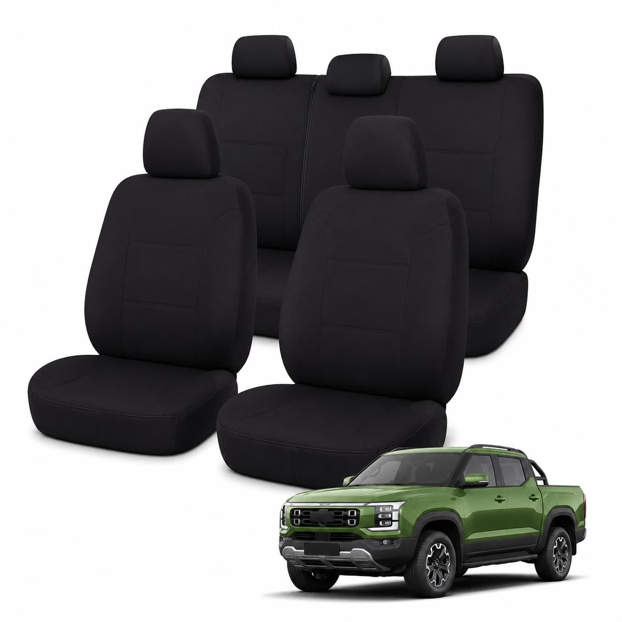 Tuff Skin Neoprene Rear Seat Covers – BYD Shark 6 Dual Cab (11/2024–On) – Black