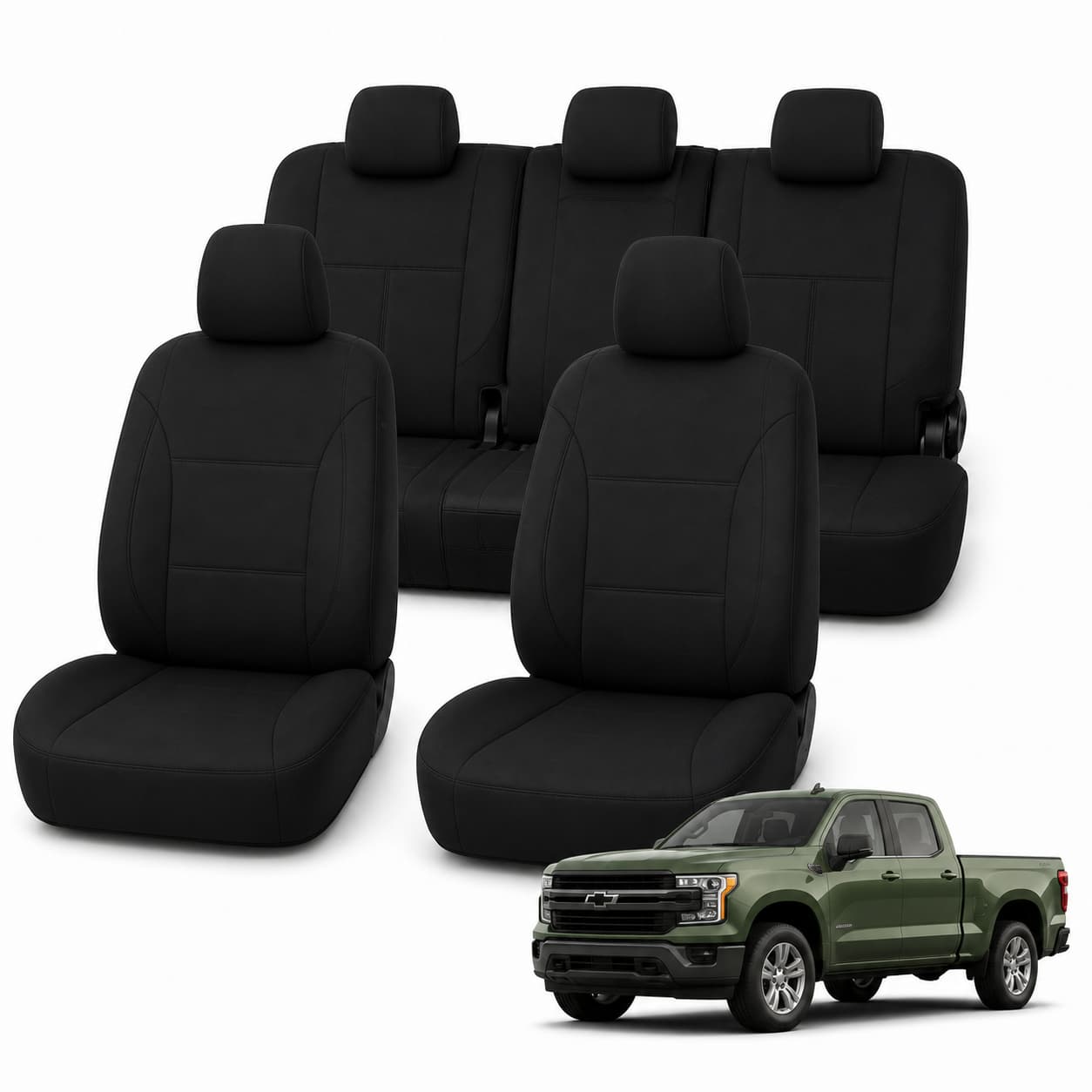 Chevrolet Silverado T1 Series (10/2020 - On) - Front & Rear Car Seat Covers – Classic Fit Car Seat Covers product image 1