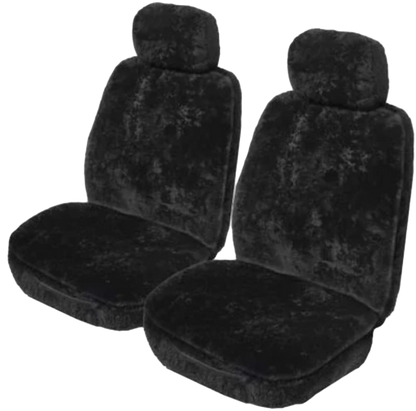 Eureka Sheepskin Car Seat Covers - Universal Front - Black – Classic Fit Car Seat Covers product image 1