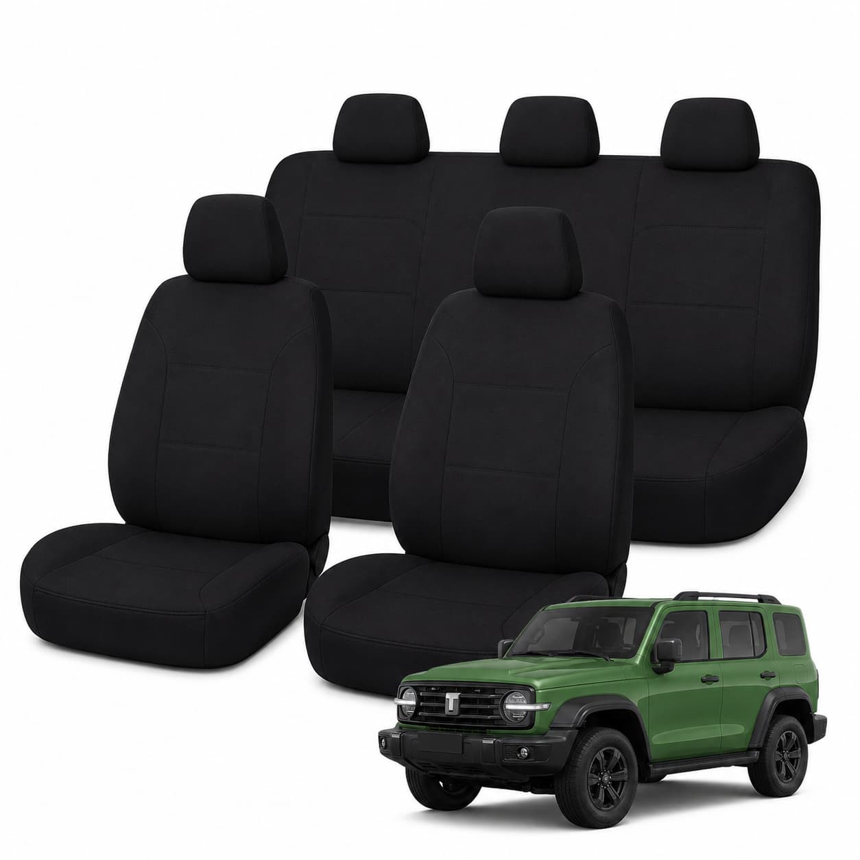 Tuff Skin Neoprene Rear Seat Covers – GWM Tank 300 (02/2024–On) – Black