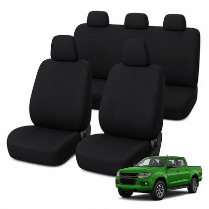 Isuzu D-Max (07/2020 - On) / Mazda BT-50 Front & Rear Car Seat Covers - Neoprene - Black