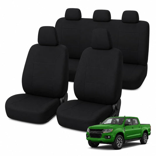 Isuzu D-Max (07/2020 - On) / Mazda BT-50 Front & Rear Car Seat Covers - Neoprene - Black