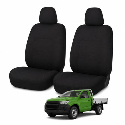 Isuzu D-MAX Single Cab (07/2020 – On) – Front Car Seat Covers – Neoprene – Black