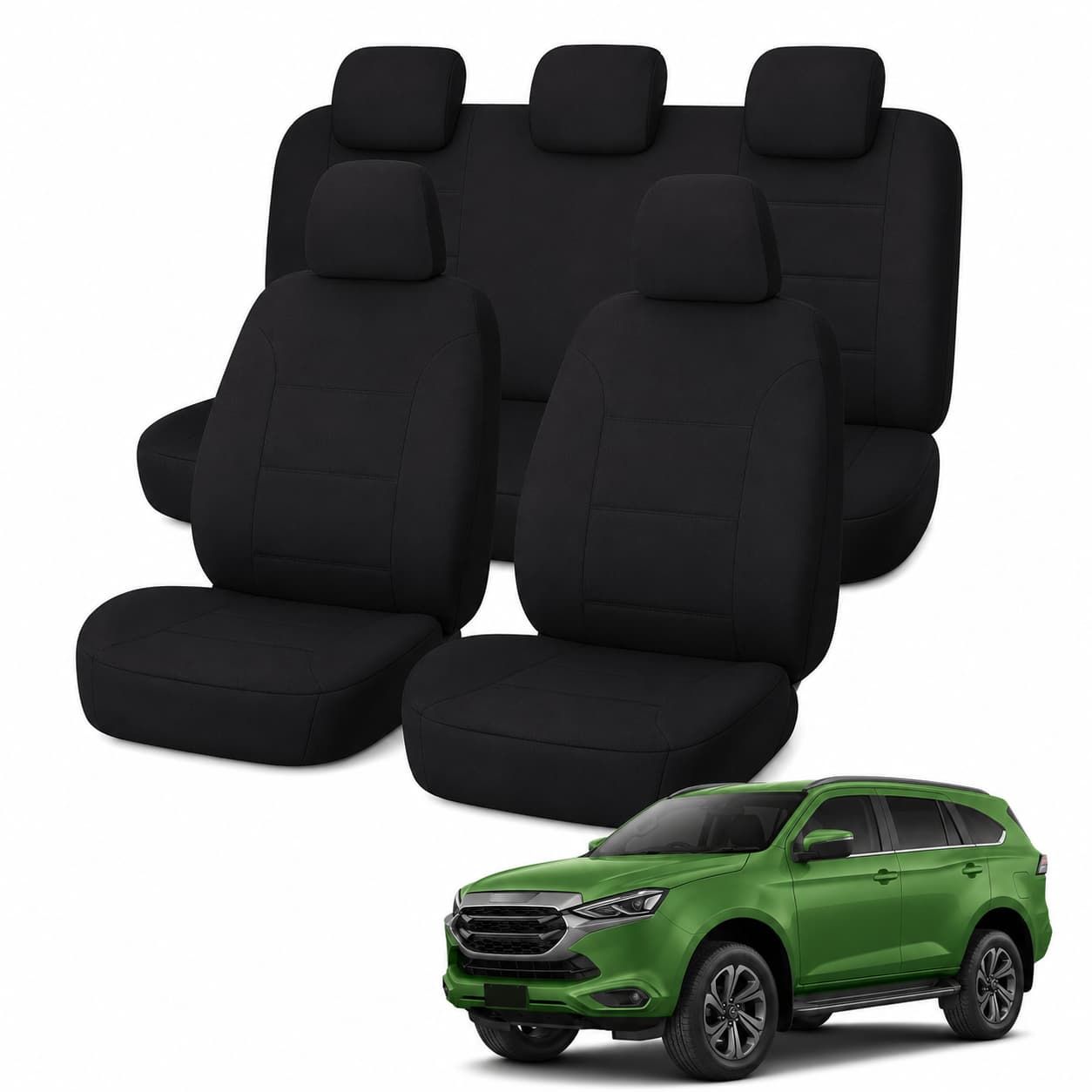 Isuzu MU-X Wagon (LS-M/LS-U/LS-T 06-2021 On) Front and Rear Car Seat Covers - Neoprene