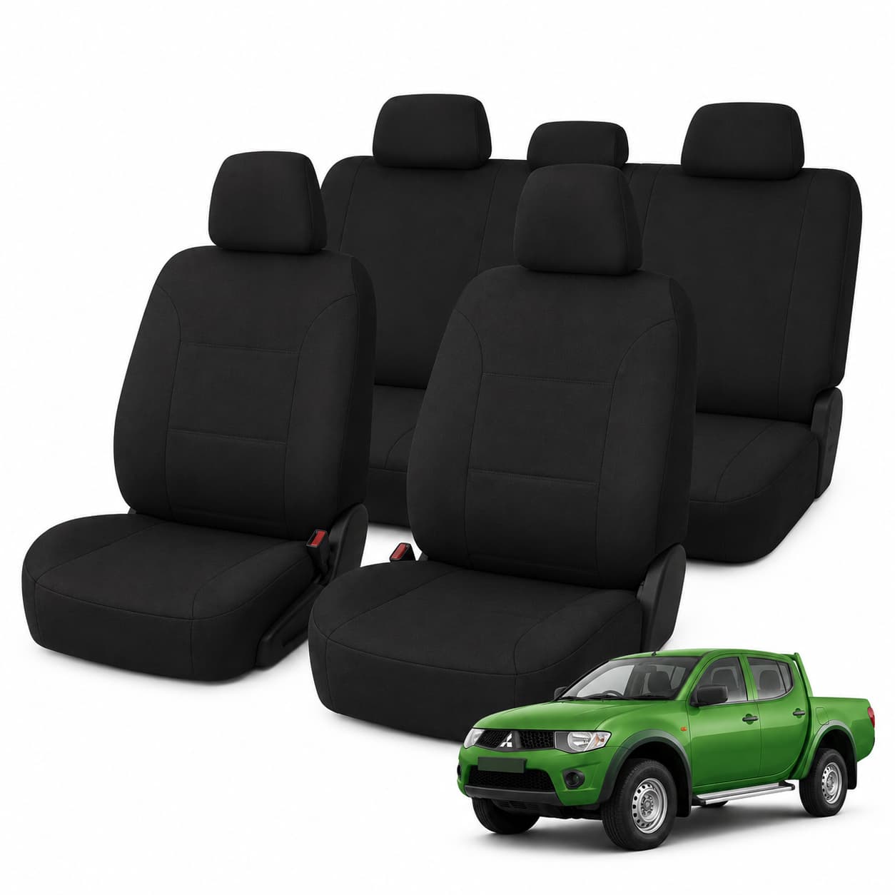 Mitsubishi Triton ML–MN (06/2006 – 2015) – Front & Rear Car Seat Covers – Neoprene – Black