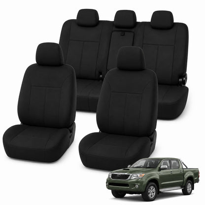 Toyota Hilux Dual Cab (04/2005 – 06/2015) – Front & Rear Car Seat Covers – Neoprene – Black