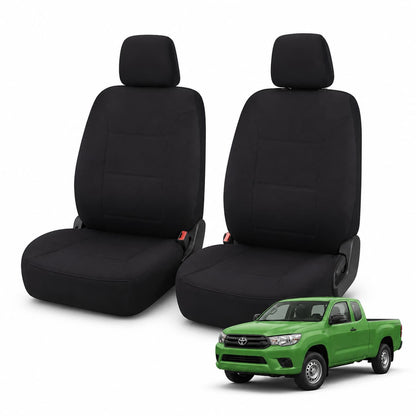 Tuff Skin Neoprene Front Seat Covers – Toyota HiLux N90 WorkMate Extra Cab (12/2025–On) – Black