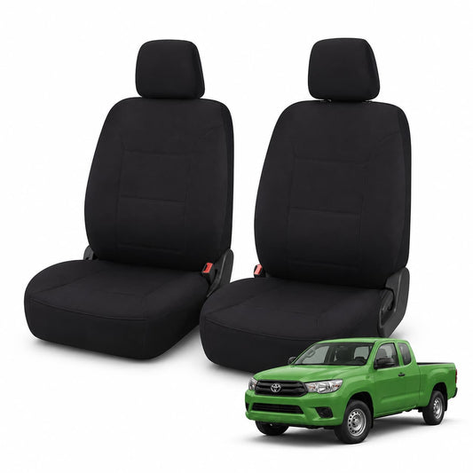 Tuff Skin Neoprene Front Seat Covers – Toyota HiLux N90 WorkMate Extra Cab (12/2025–On) – Black