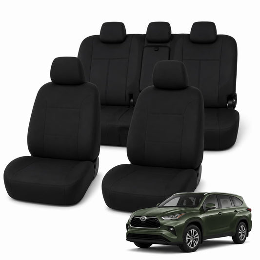 Toyota Kluger (03/2021 – On) – Front & Rear Car Seat Covers – Neoprene – Black