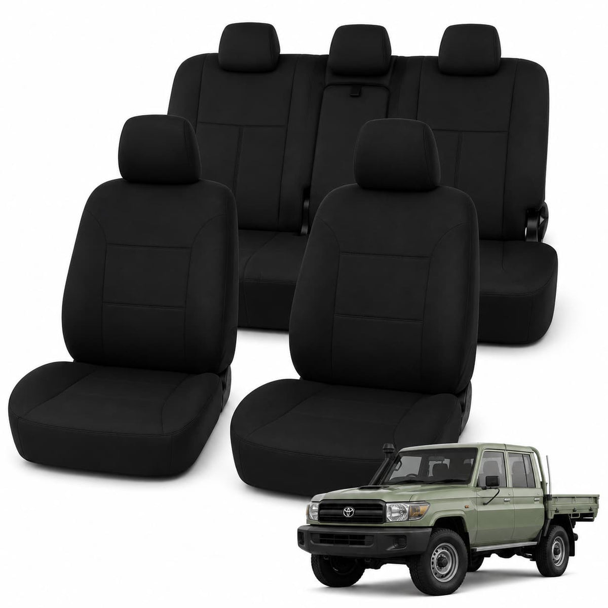 Toyota LandCruiser 79 Series (10/1999 - On) - Front & Rear Car Seat Covers – Classic Fit Car Seat Covers product image 1