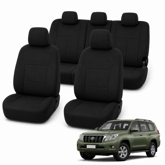 Toyota Prado KDJ-GRJ150R (11/2009 – 05/2021) – Front & Rear Car Seat Covers – Neoprene – Black
