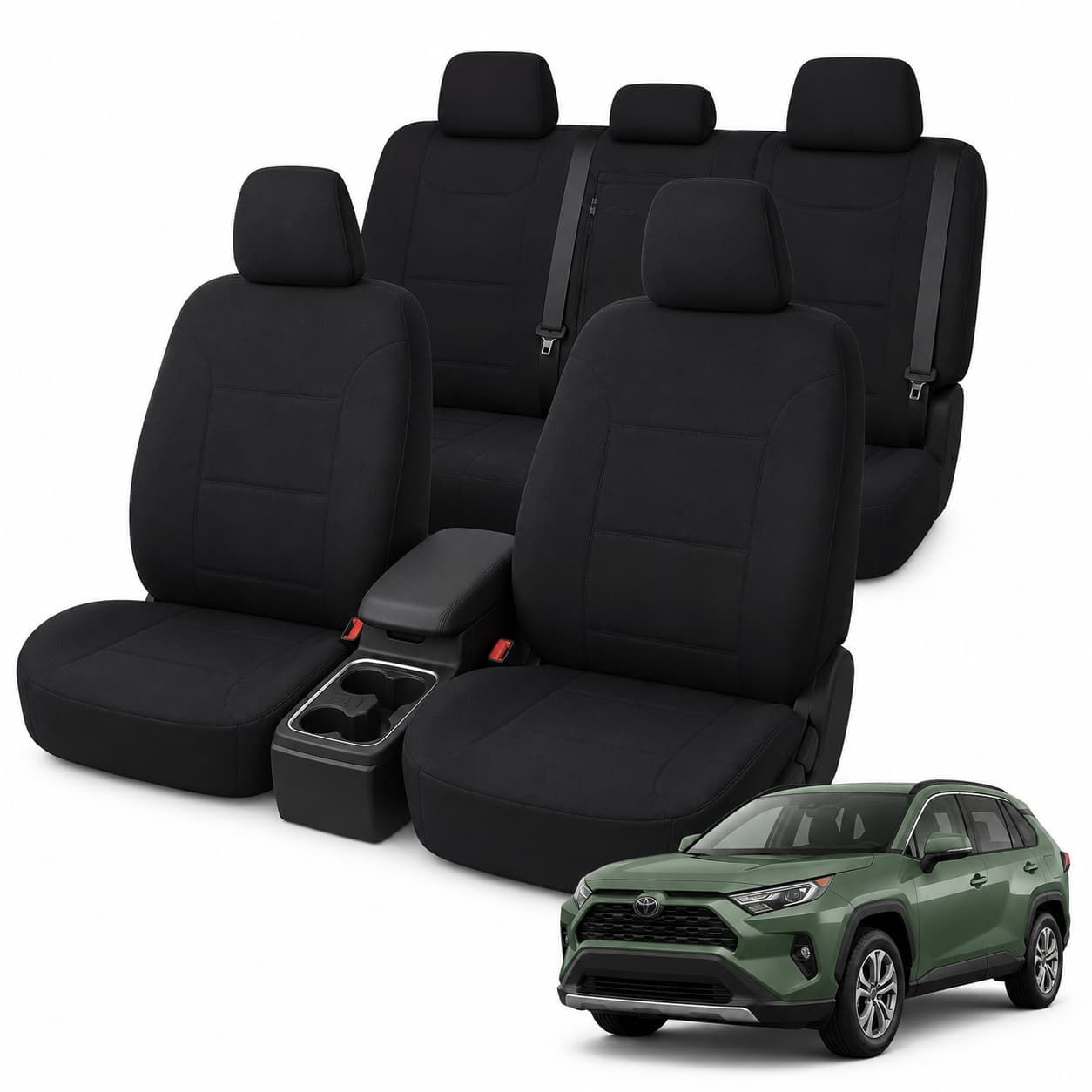 Tuff Skin Neoprene Rear Seat Covers – Toyota RAV4 (01/2019–On) – Black