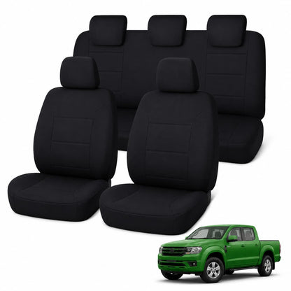 Volkswagen Amarok 2H Series (02/2011 – 05/2023) – Front & Rear Car Seat Covers – Neoprene – Black