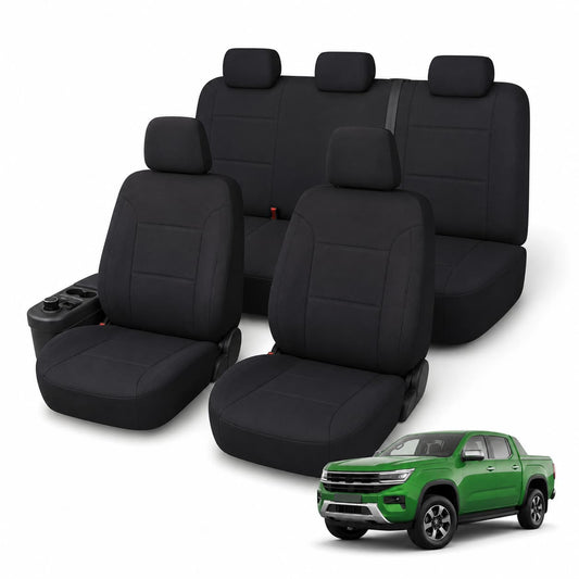 Volkswagen Amarok NF (06/2023 – On) – Front & Rear Car Seat Covers – Neoprene – Black