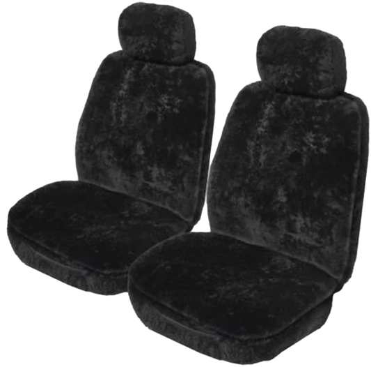 Yukon Sheepskin Car Seat Covers – Universal Front – Black