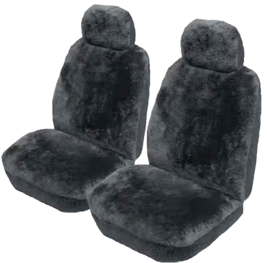 Yukon Sheepskin Car Seat Covers – Universal Front – Charcoal