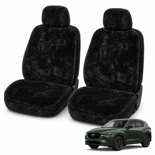 Ilana River Gum 22mm black sheepskin front seat covers for Mazda CX-5 KF SUV 02/2017–On, with Classic Fit green Mazda CX-5 vehicle thumbnail