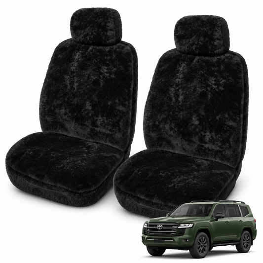 Ilana River Gum 22mm black sheepskin front seat covers for Toyota LandCruiser 300 Series 07/2021–On, with Classic Fit green Toyota LandCruiser 300 vehicle thumbnail