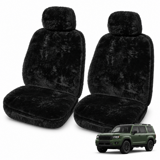 Ilana River Gum 22mm black sheepskin front seat covers for Toyota Prado 250 Series 08/2024–On, with Classic Fit green Toyota Prado 250 vehicle thumbnail