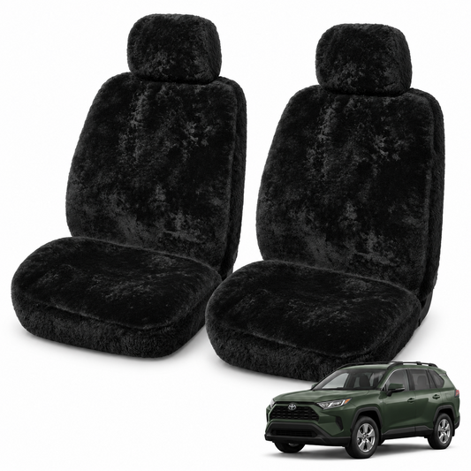 Ilana River Gum 22mm black sheepskin front seat covers for Toyota RAV4 01/2019–On, with Classic Fit green Toyota RAV4 vehicle thumbnail